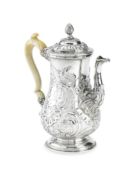 Appraisal: A George II coffee pot WB London the baluster body