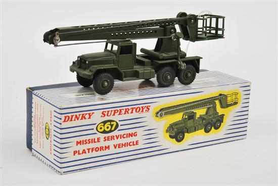 Appraisal: DINKY MISSILE SERVICING PLATFORM VEHICLE MILITARY GREEN WITH INSTRUCTIONS IN