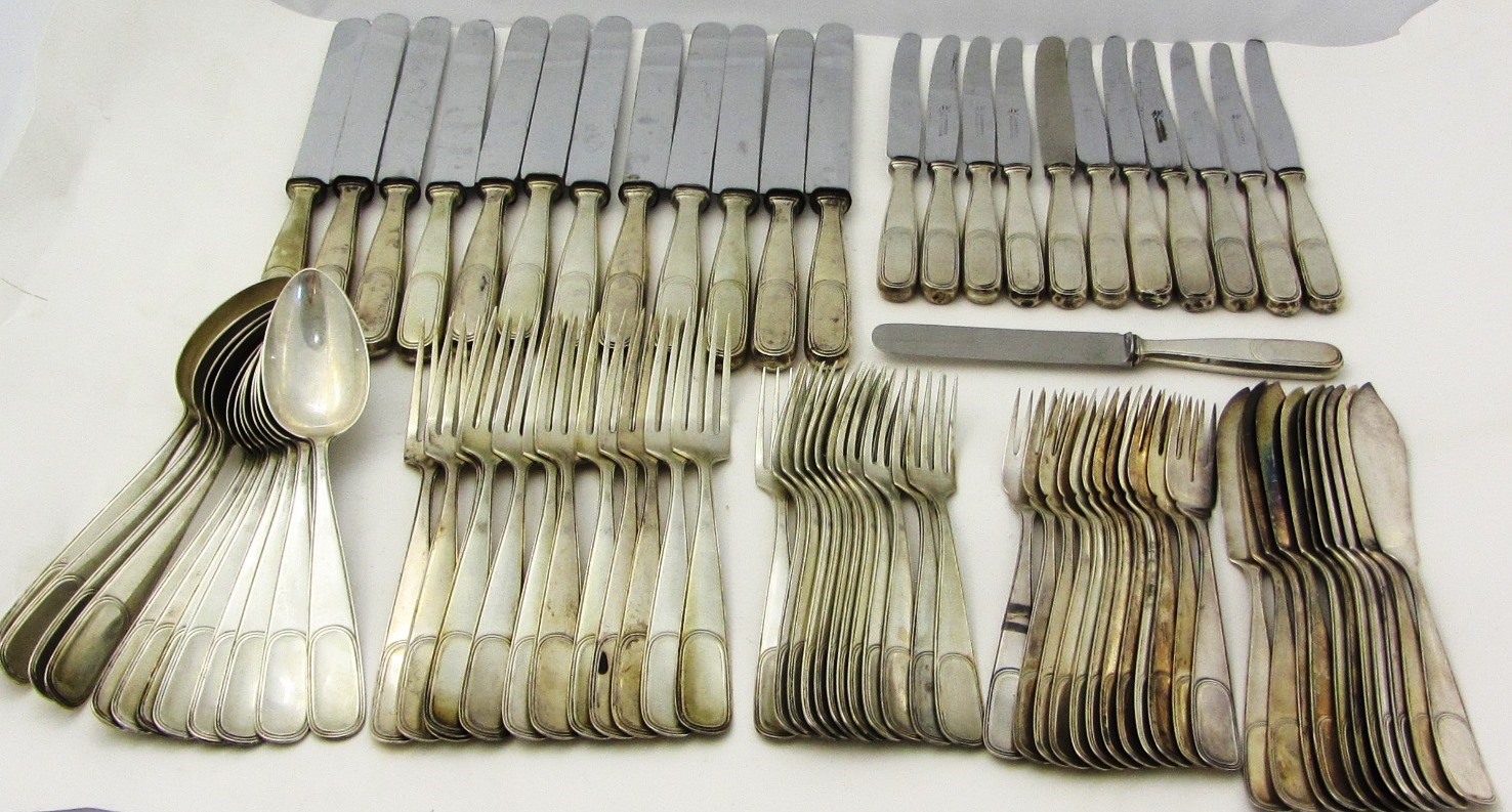 Appraisal: German table flatware comprising twelve table forks eleven fish knives