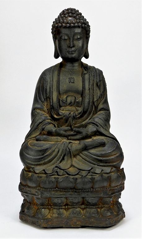 Appraisal: Antique Chinese Qing Dynasty Cast Iron Buddha China th- th