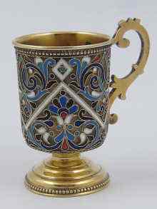 Appraisal: A silver gilt and cloisonne enamel Russian vodka tot with