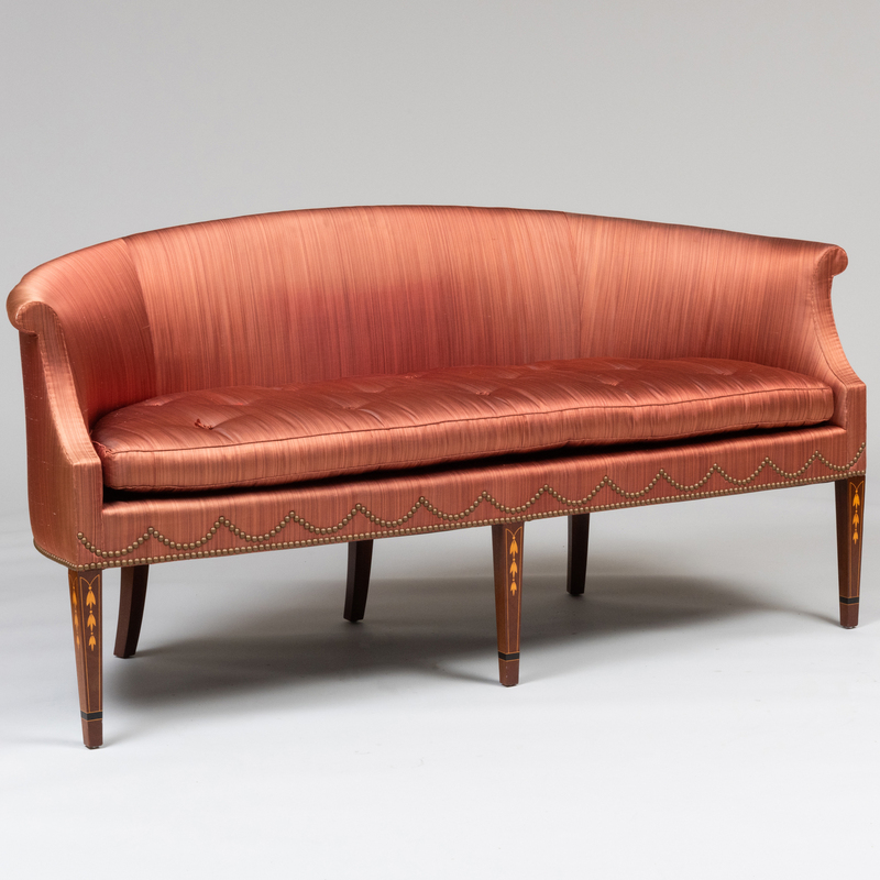 Appraisal: Federal Style Inlaid Mahogany Bow Back Sofa of Recent Manufacture