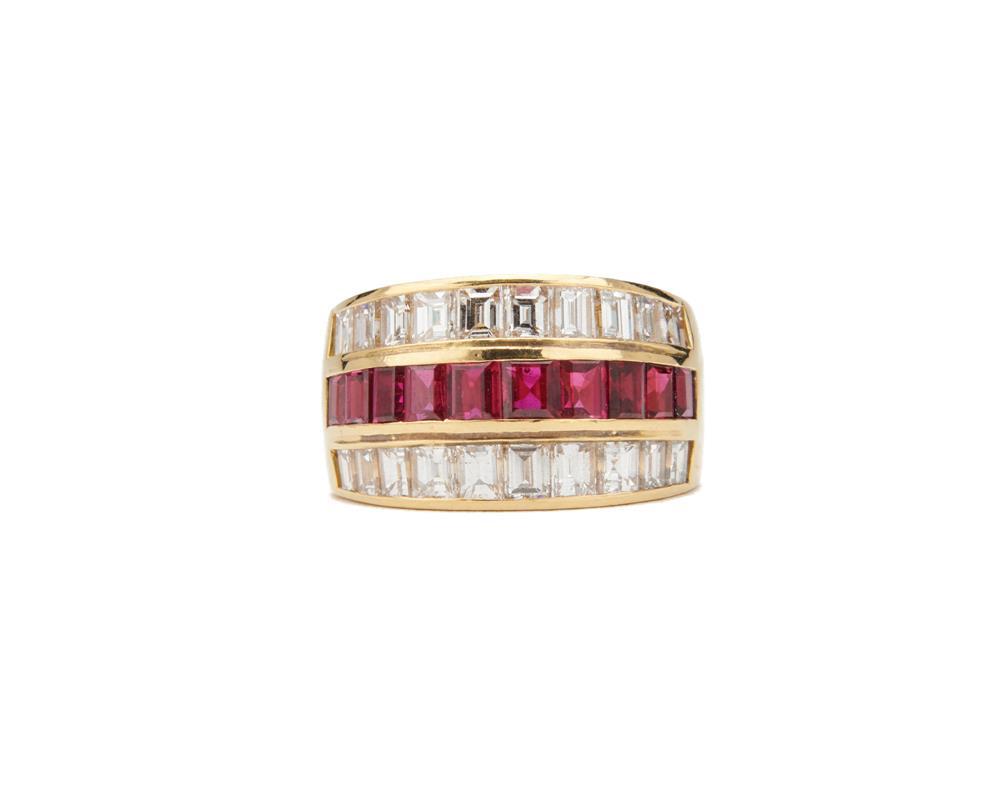 Appraisal: GUISEPPE PICCHIOTTI K Gold Diamond and Ruby Ring channel-set with