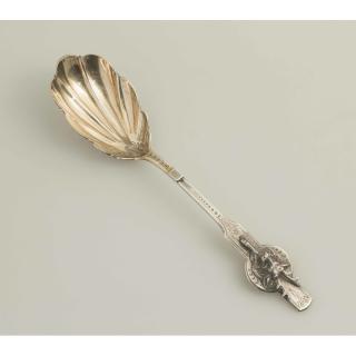 Appraisal: George Sharp Sterling berry spoon with stag handle by George