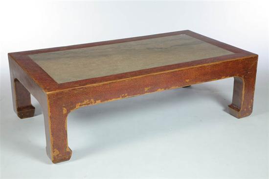 Appraisal: STONE TOP TABLE China th century Hardwood frame with sponged