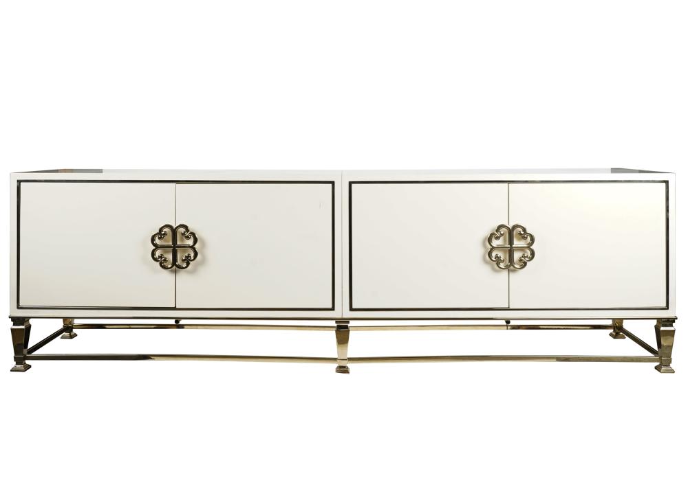 Appraisal: CARACOLE SIGNATURE CREDENZAoff-white lacquered wood and gilt metal the rear