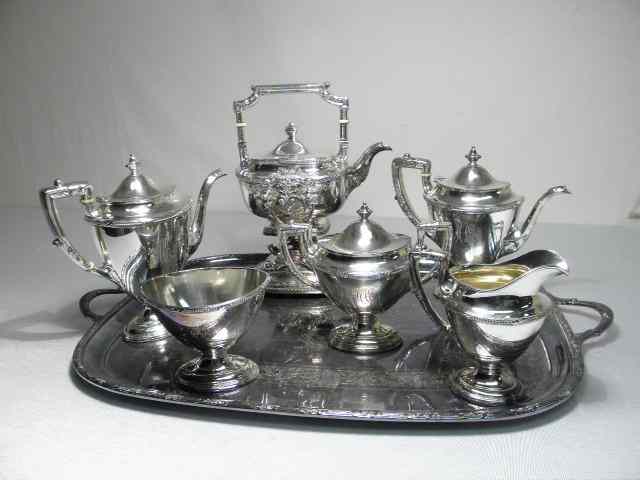 Appraisal: Gorham seven piece silver plate tea set Includes sugar w