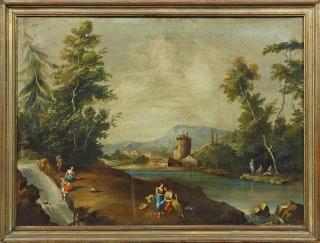 Appraisal: Continental School Bathers on the Shore early th c oil