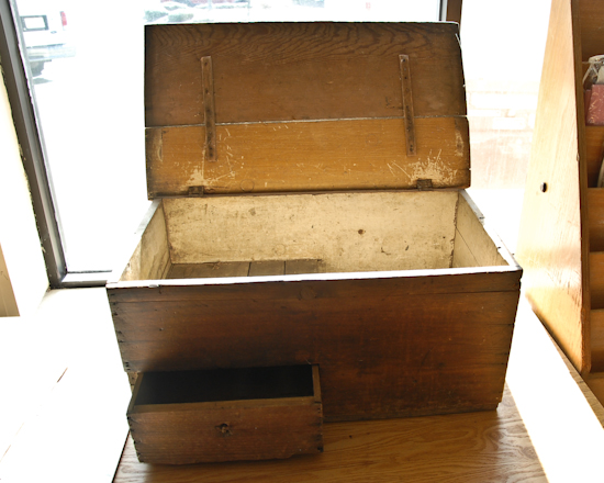 Appraisal: Small Wooden Chest with Drawer H W D