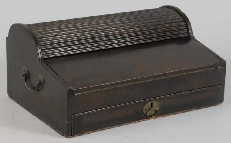 Appraisal: Unusual Roll-Top Traveling Lap Desk Description With inkwells Roll top