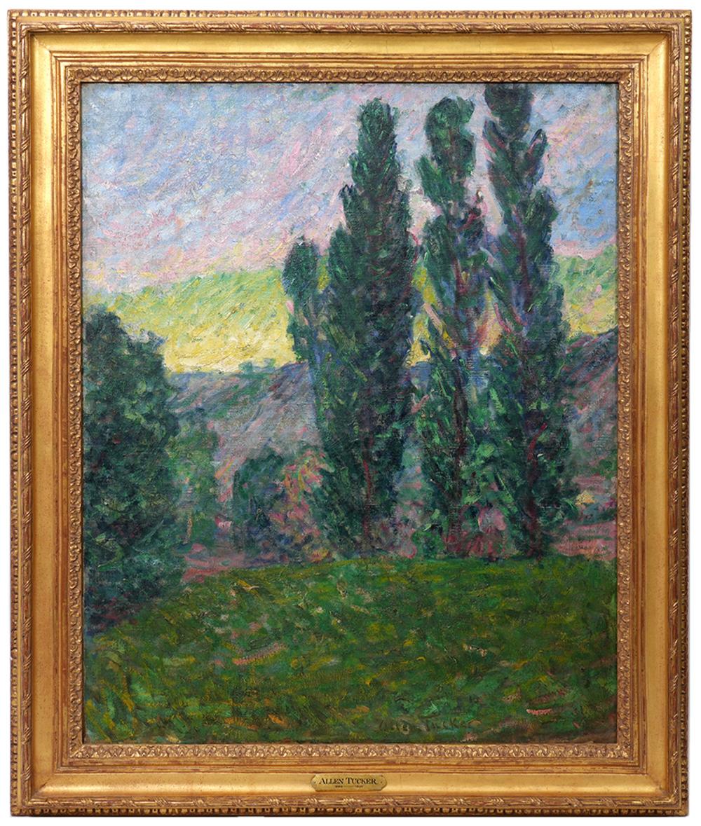 Appraisal: ALLEN TUCKER 'POPLARS' LANDSCAPE OIL PAINTINGAllen Tucker American - 'Poplars'