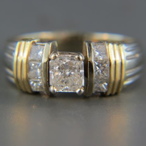 Appraisal: Diamond Ring fancy squared cut carat diamond with six square