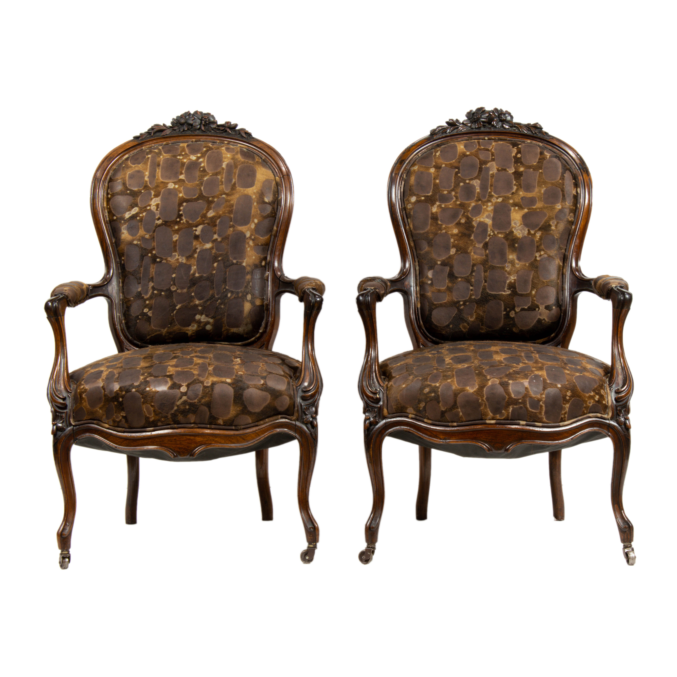 Appraisal: A PAIR OF ROCOCO REVIVAL FAUTEUILS CIRCA A pair of