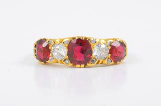 Appraisal: Antique Ruby Diamond Ring K yellow gold ruby diamond ring