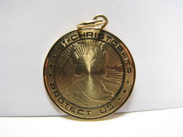 Appraisal: Tiffany Co k yellow gold round St Christopher pendant inch