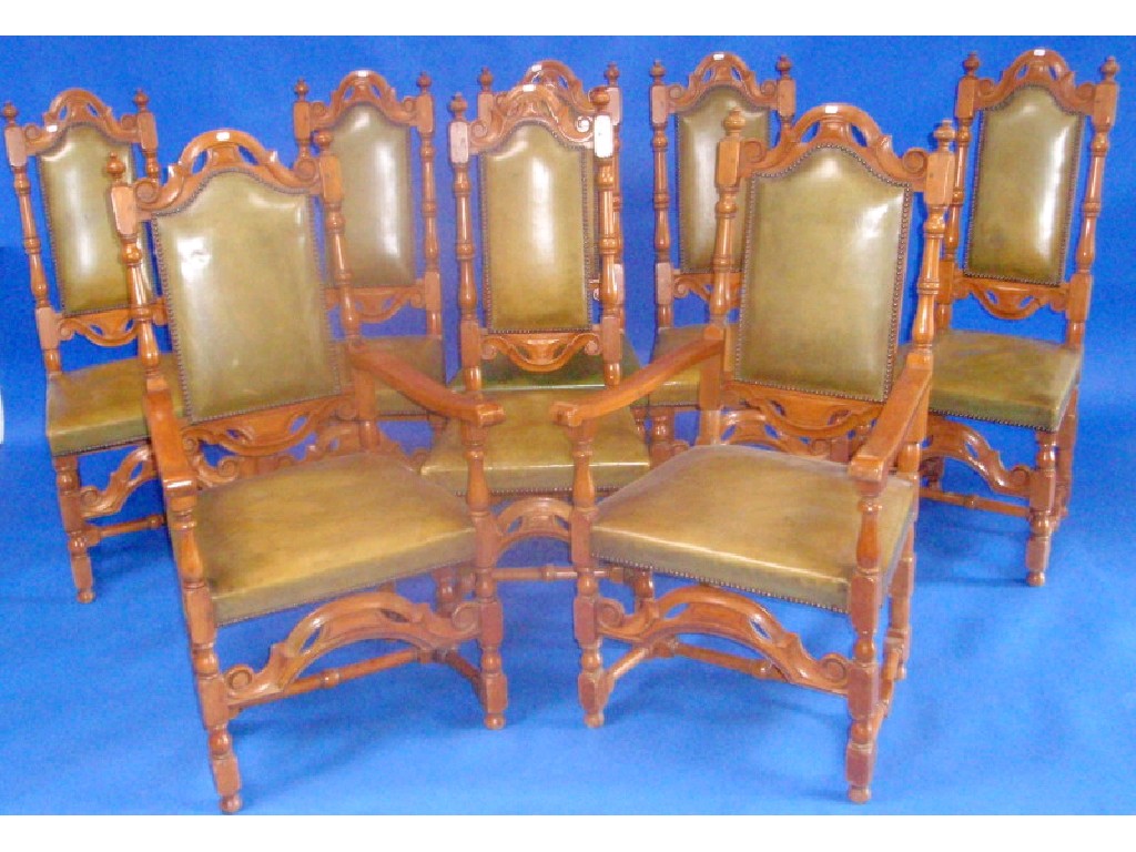 Appraisal: A set of eight continental dining chairs including two carvers