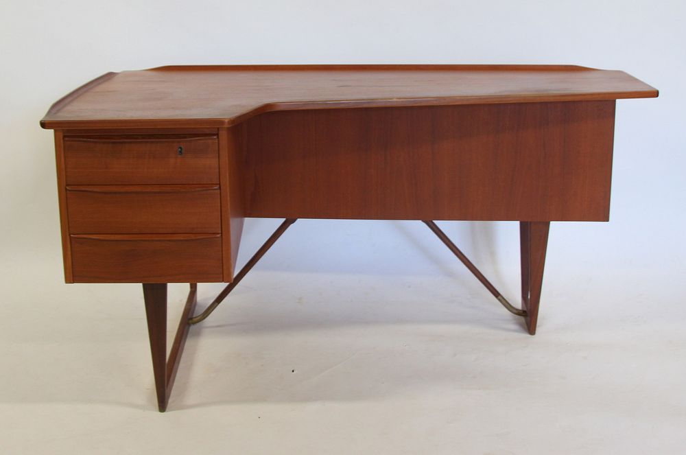 Appraisal: Midcentury Peter Lovig Nielsen Teak Desk Signed underneath and dated