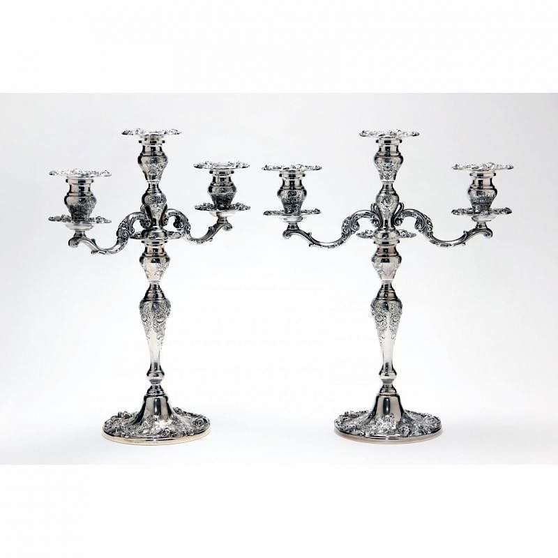 Appraisal: Pair of Talisman Rose Sterling Silver Candelabra by Frank M