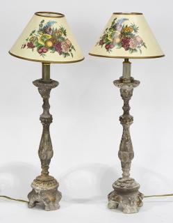 Appraisal: lot of Continental Renaissance style partial painted table lamps lot