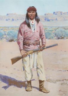 Appraisal: Henry Farny - Apache gouache on paper inchessigned and dated