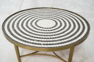 Appraisal: Modernist Round Tile Top Cocktail Coffee Table C Modernist Round