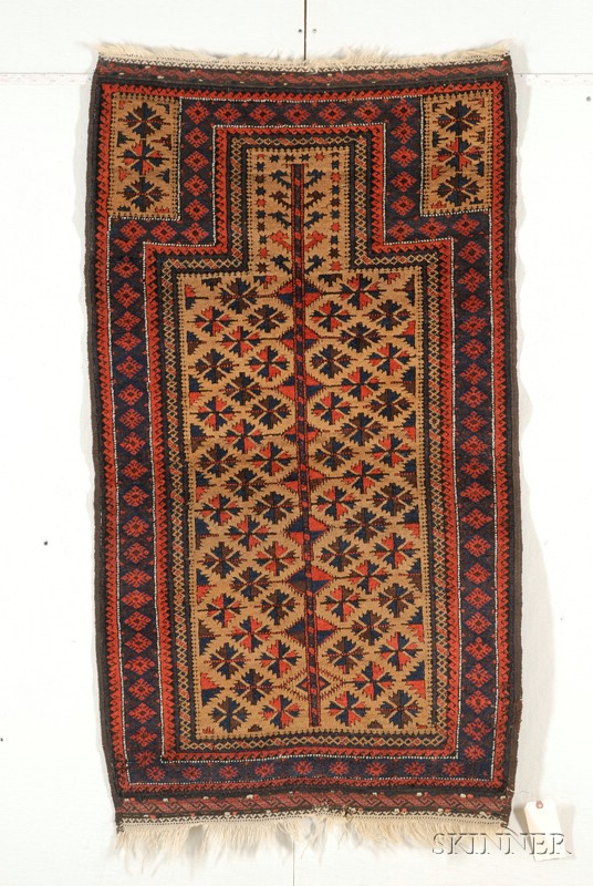 Appraisal: Baluch Prayer Rug Northeast Persia early th century slight moth