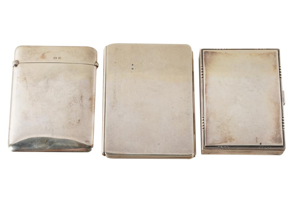 Appraisal: TWO STERLING CARD CASES ONE STERLING FRAMEcomprising an English card