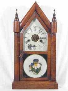 Appraisal: An American late th c mantel clock in mahogany architectural