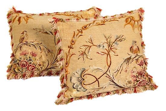 Appraisal: A Pair of French Tapestry Pillows Height x width inches