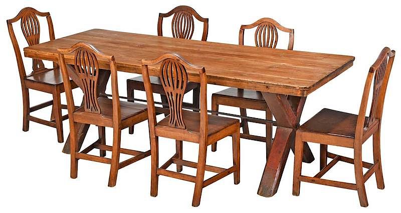 Appraisal: Provincial British Mahogany and Pine Dining Set th century comprising