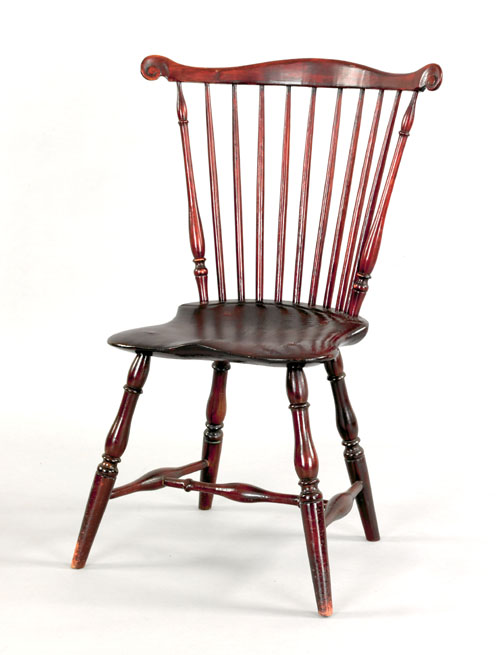 Appraisal: Pennsylvania fanback windsor side chair ca with voluted ears