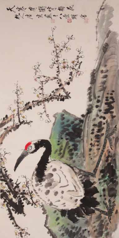 Appraisal: Chinese School th century Crane and Blossoms water on rice