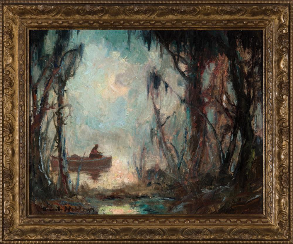 Appraisal: Knute Heldner Swedish Louisiana - Bayou Scene - Man in