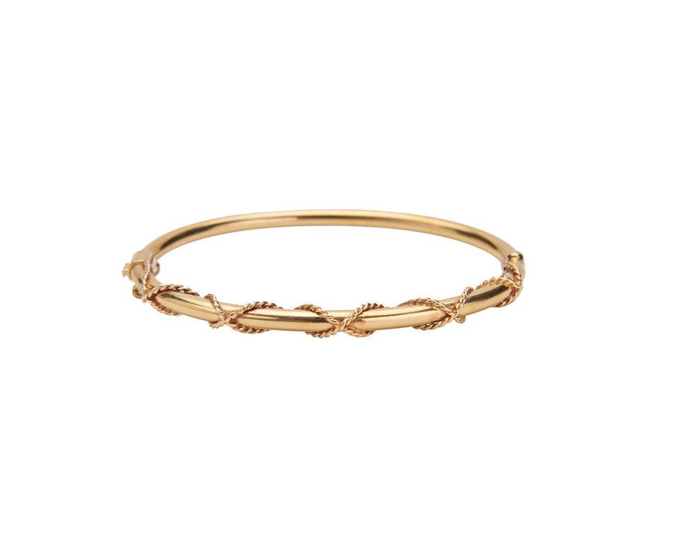 Appraisal: K Gold Bangle Bracelet with twisted rope design signed Tiffany