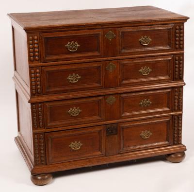 Appraisal: A th Century style oak chest of four long drawers