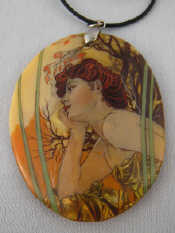 Appraisal: A Russian hand painted shell pendant approx x cm