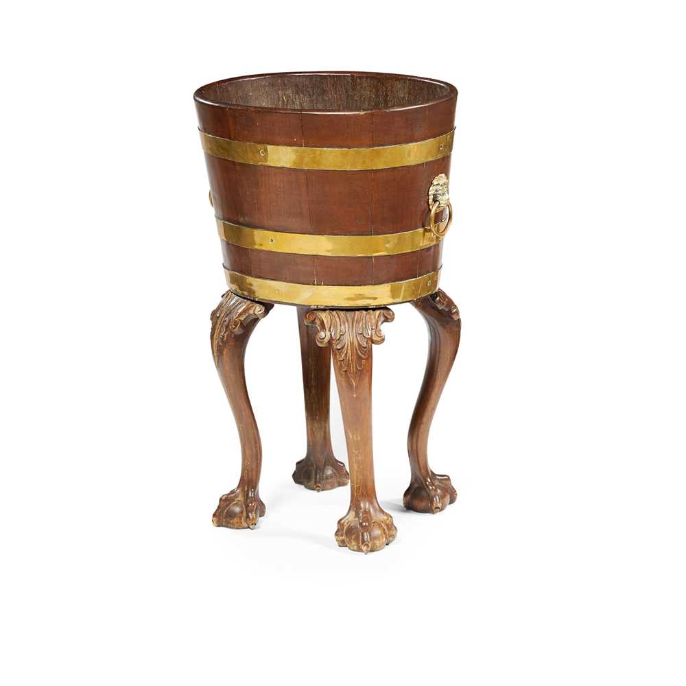 Appraisal: GEORGIAN MAHOGANY BRASS BANDED WINE COOLER TH CENTURY WITH ALTERATIONS