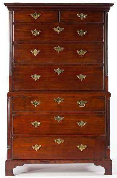 Appraisal: George III Chest on Chest th century mahogany with oak