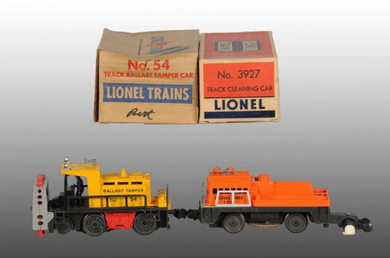 Appraisal: Lot of Lionel O-Gauge Trolley with Motorman OB Description Post-war