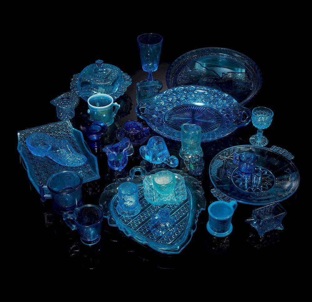 Appraisal: Assorted Blue Glassware pieces of assorted blue glassware including goblets