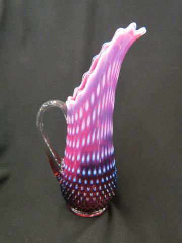 Appraisal: Cranberry Opalescent Hobnail Glass Pitcher excellent