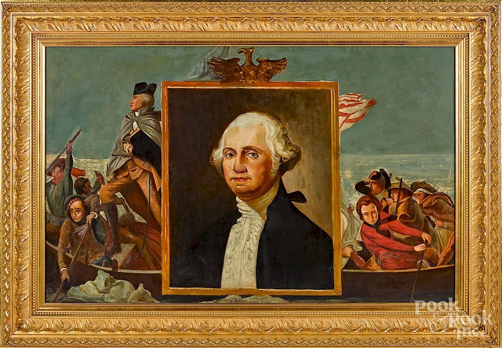 Appraisal: Large oil on canvas of George Washington Large oil on