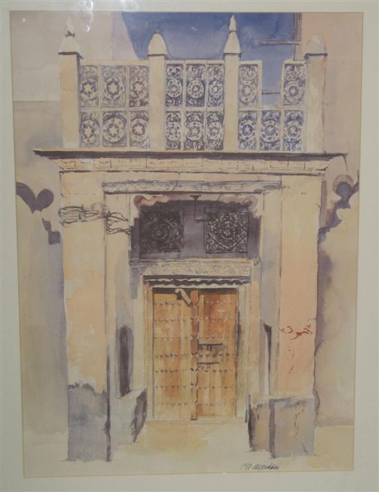 Appraisal: P A Alfaklin pair of prints 'Middle Eastern doorways '