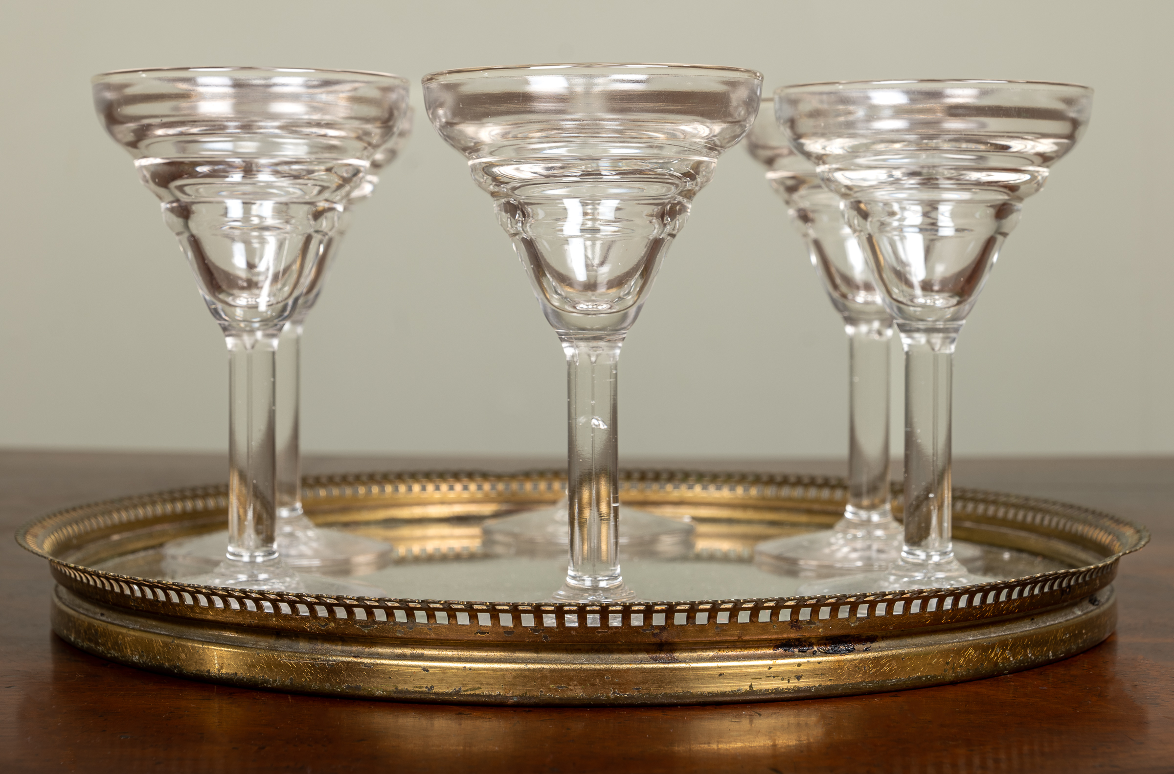 Appraisal: A set of six moulded cocktail glasses of Art Deco