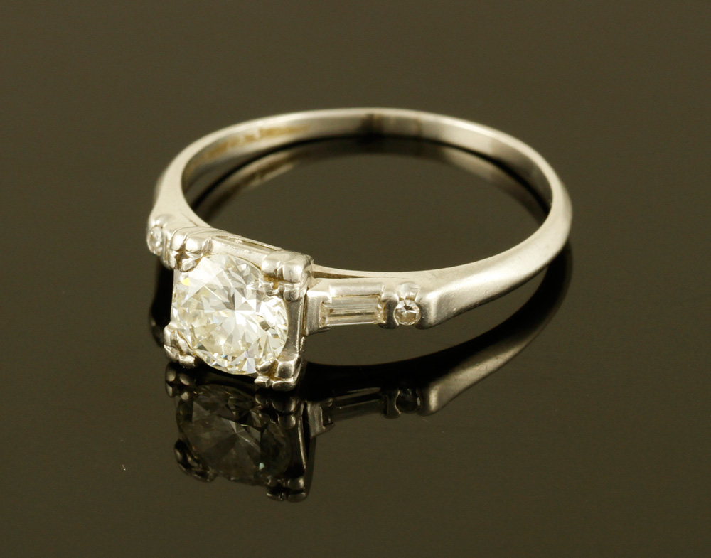 Appraisal: A - Platinum and Diamond Engagement Ring Ladies' platinum and