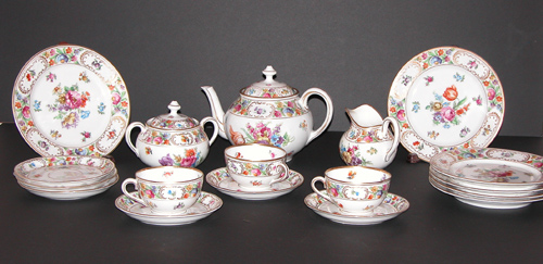 Appraisal: Schumann Dresden Floral Painted Luncheon Set consisting of Teapot Creamer