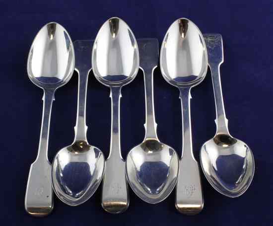 Appraisal: A set of six William IV silver fiddle pattern dessert