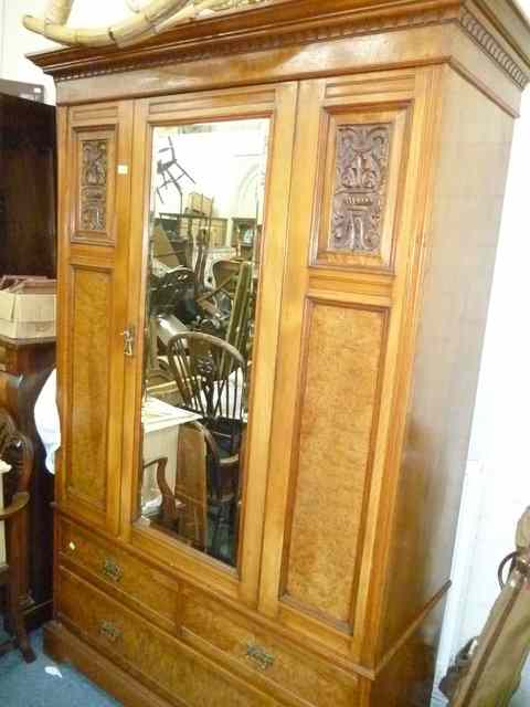 Appraisal: AN EARLY TH CENTURY WALNUT WARDROBE with single mirrored door