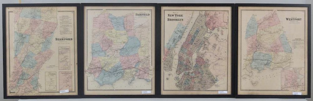 Appraisal: Four Later th Century Town Maps three Fairfield County town