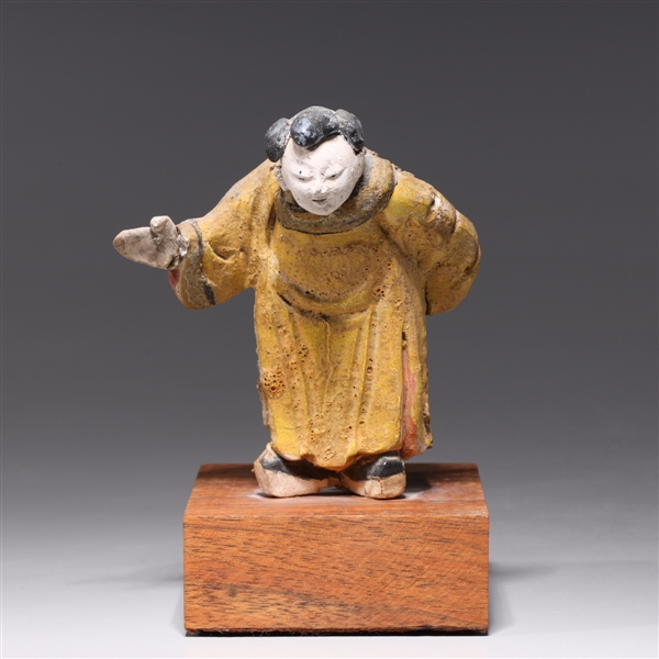 Appraisal: Small antique Chinese stucco figure with painted robe as is